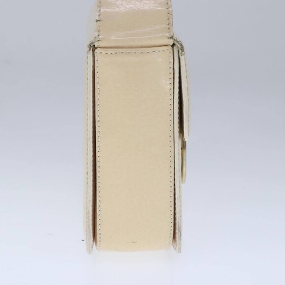 CELINE Circle Shoulder Bag Leather Beige Gold Auth 102742 - Picture 3 of 15